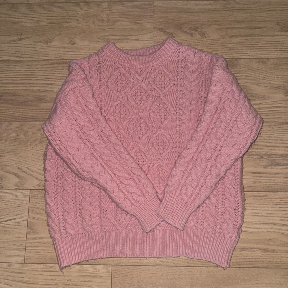Daily Drills Pink Cable Knit Sweater